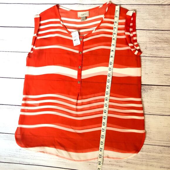 LOFT Petite Womens Striped Sheer Blouse - Picture 11 of 11